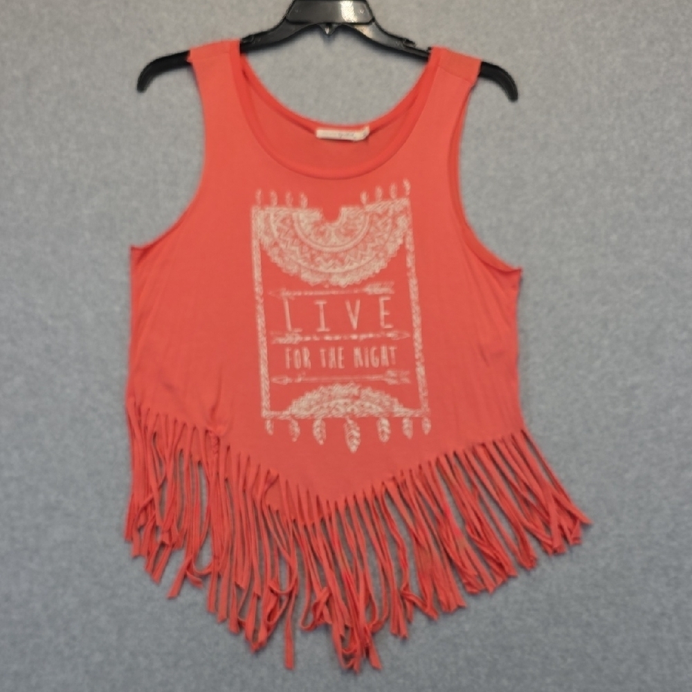 Coral Fringe Tank Top
